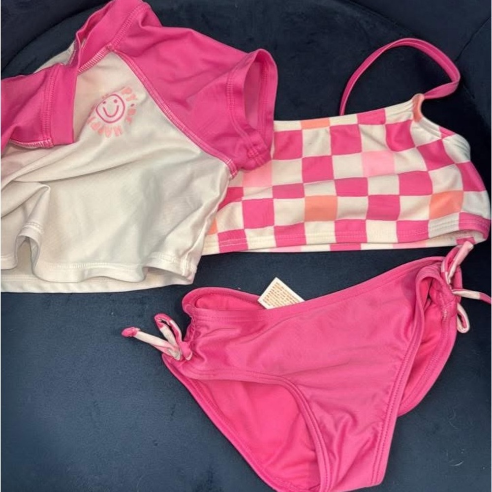 Pink and White Checkered Bikini Set